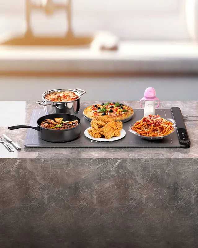 Sorfance Fast-Heating Roll-Up Food Warmer Mat with 6 Temp/Timer Settings.