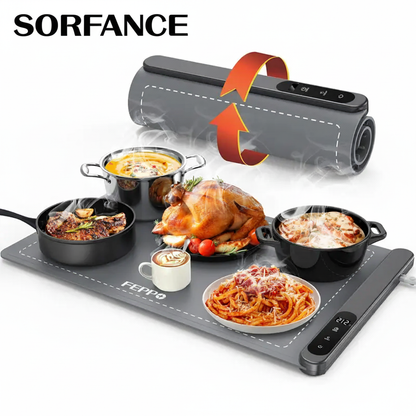 Sorfance Fast-Heating Roll-Up Food Warmer Mat with 6 Temp/Timer Settings.